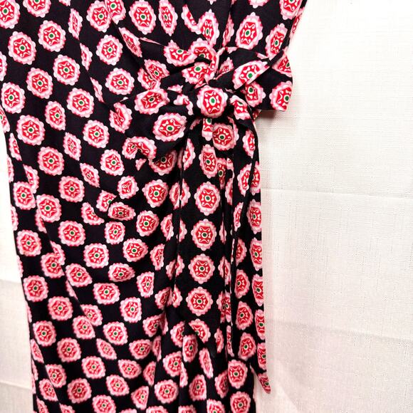 DVF 100% Silk Zoe Wrap Dress Womens 4 Jersey Knit Retro Work Business Casual - Picture 6 of 15